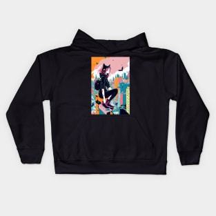 Cat lady in a black outfit - Japanese style Kids Hoodie